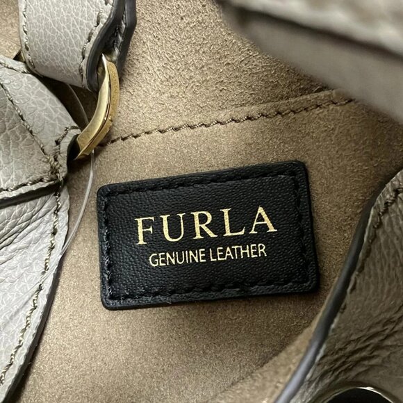 Auth FURLA Costanza - Gray Beige Leather Handbag - Picture 6 of 11